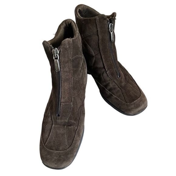 AQUATALIA by Marvin K Womens 6 Zip Front Wedge Weatherproof Brown Quilted Look S - Picture 1 of 11